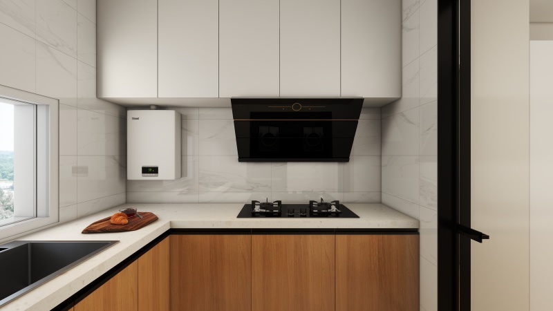 Modern Minimalist Kitchen with Wood Tones