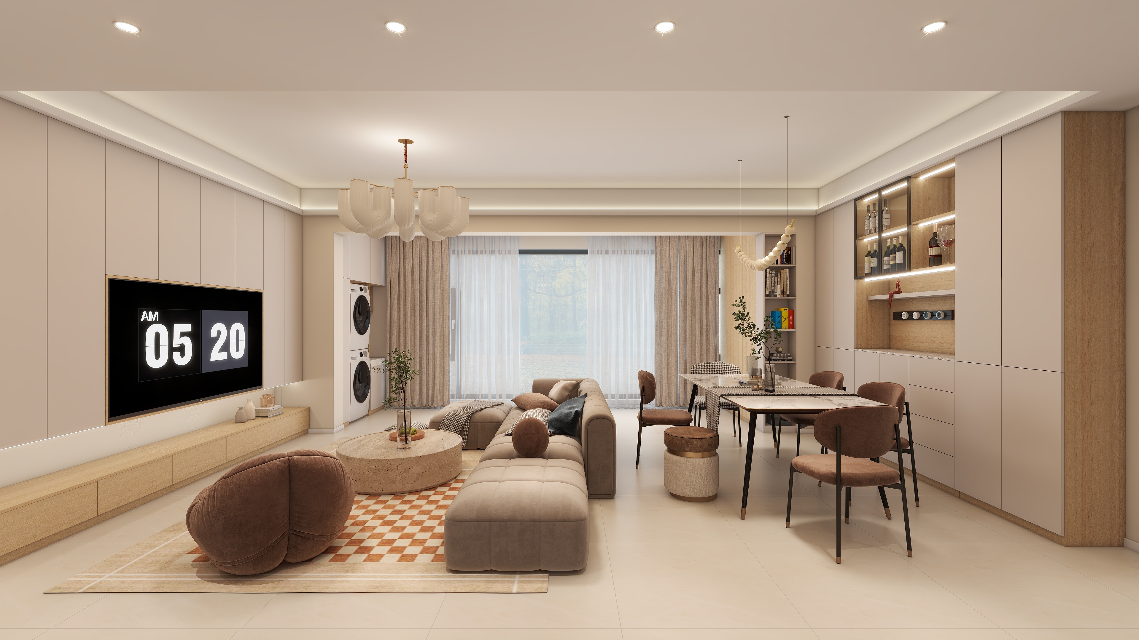 上海华锋国际设计工作室李锋-【暖】110㎡3室-奶油风-装修设计方案