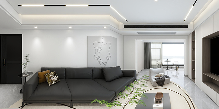 几何-空间设计-皓佳苑现代黑白风-装修设计方案