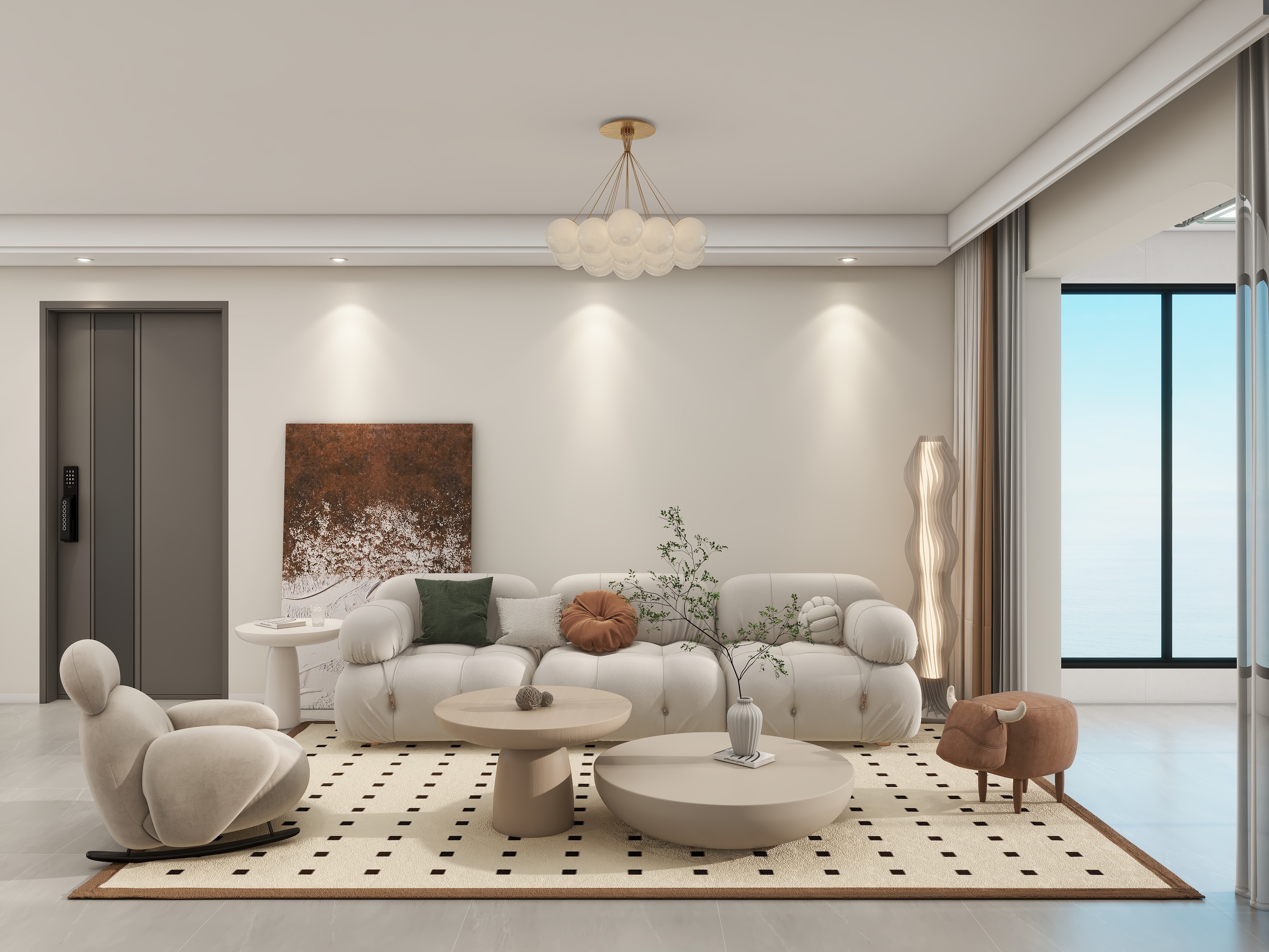 李青越-110平方奶油风三居室装修效果图