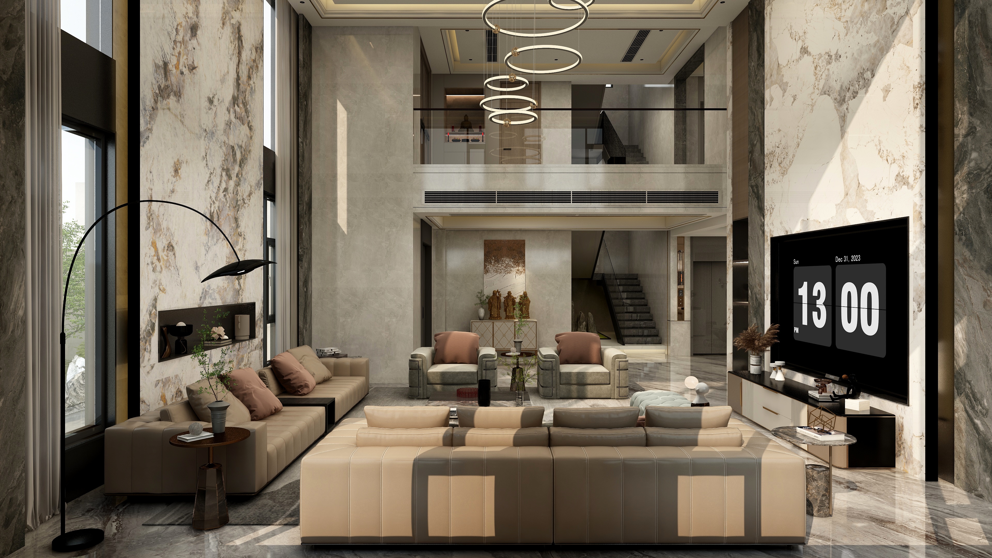 张煜强煜境设计-633平米现代轻奢别墅装修效果图