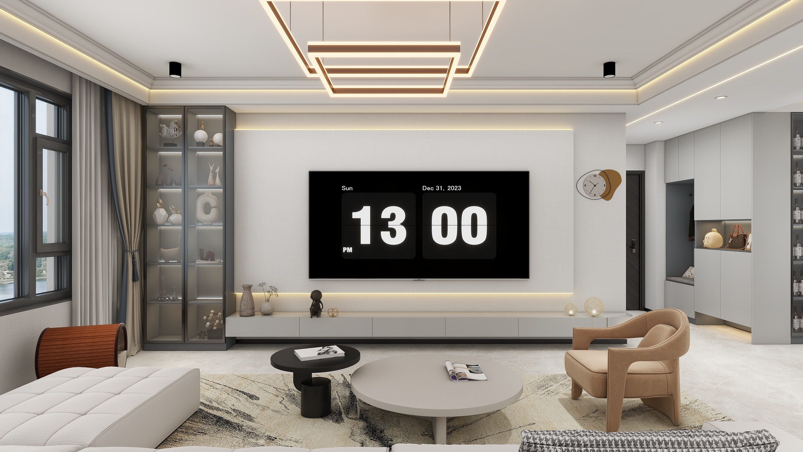 优筑设计-DLP-189m²简约三室装修效果图