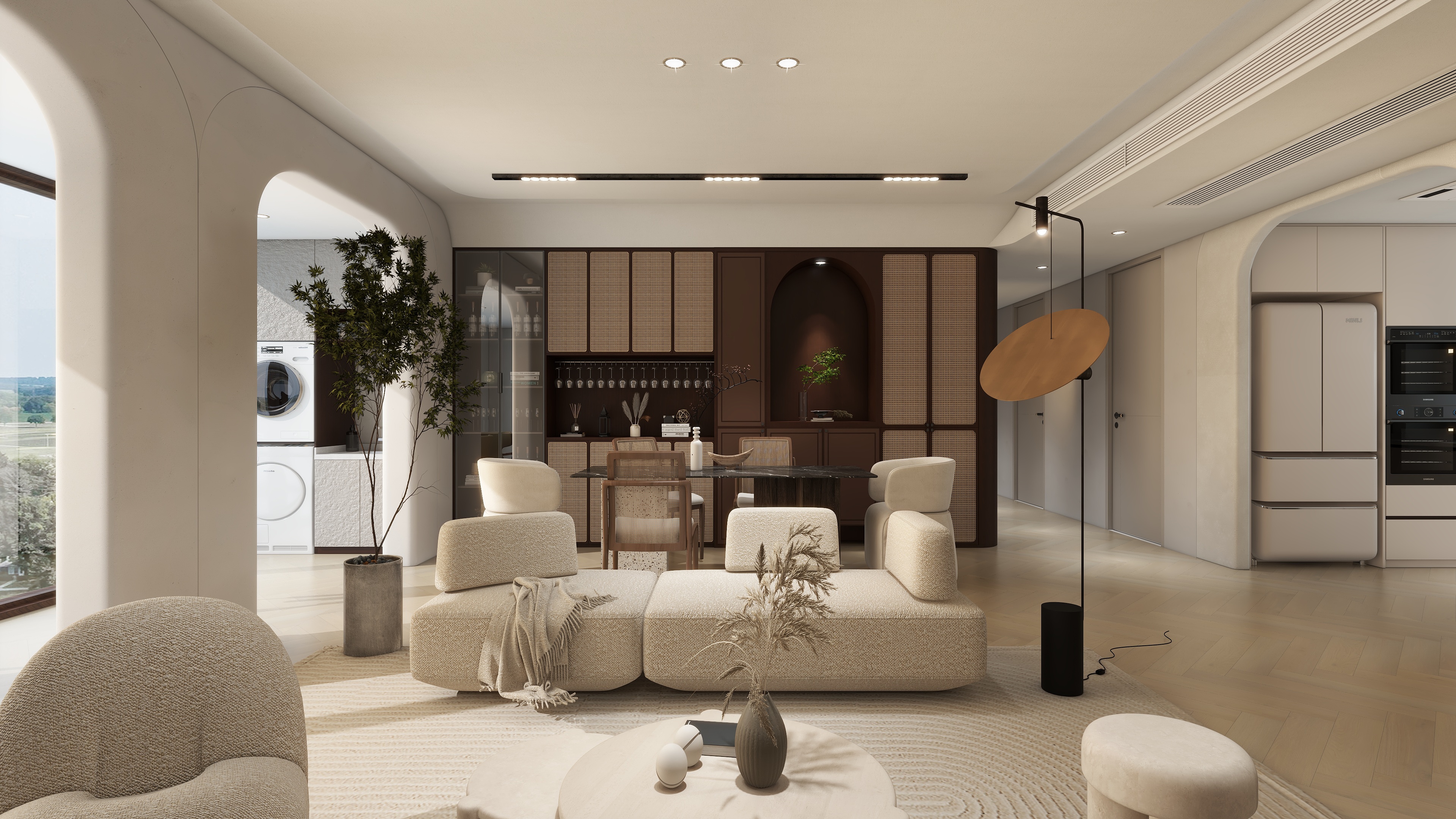 大金空调官方-170㎡奶油侘寂风，塑造静谧的艺术之家！装修效果图