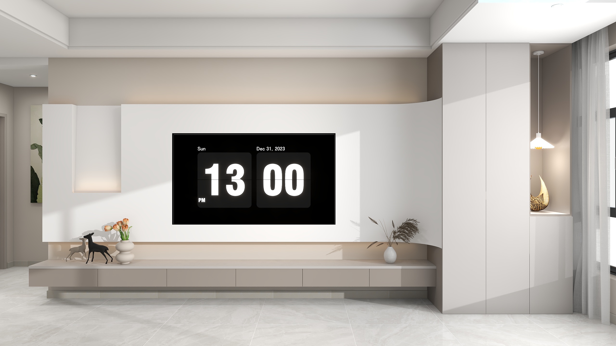 室内设计师杨亚珍-城市新区弧形电视墙贺先生-装修设计方案