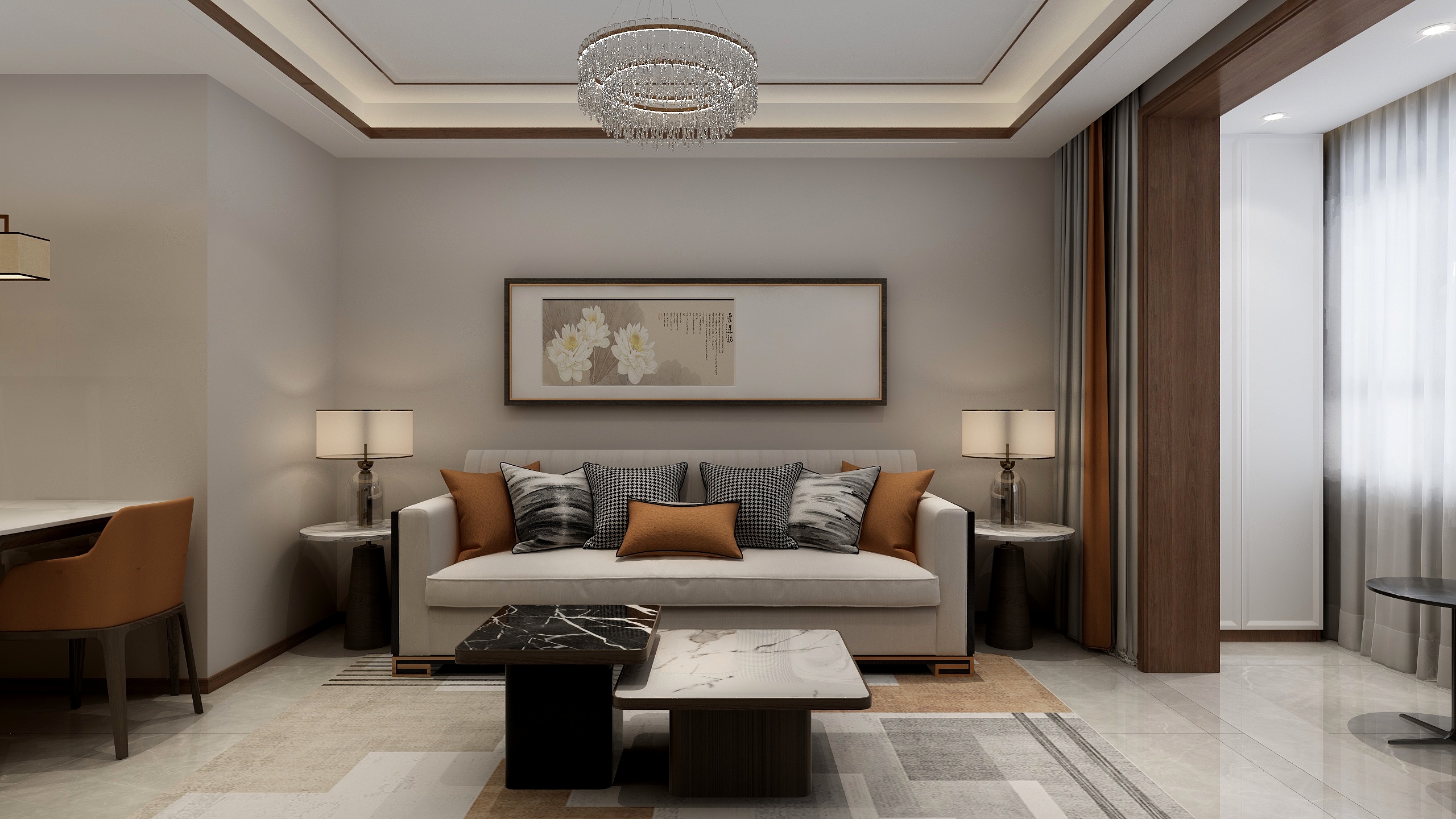 连瑞雪-新中式112m²三居装修效果图