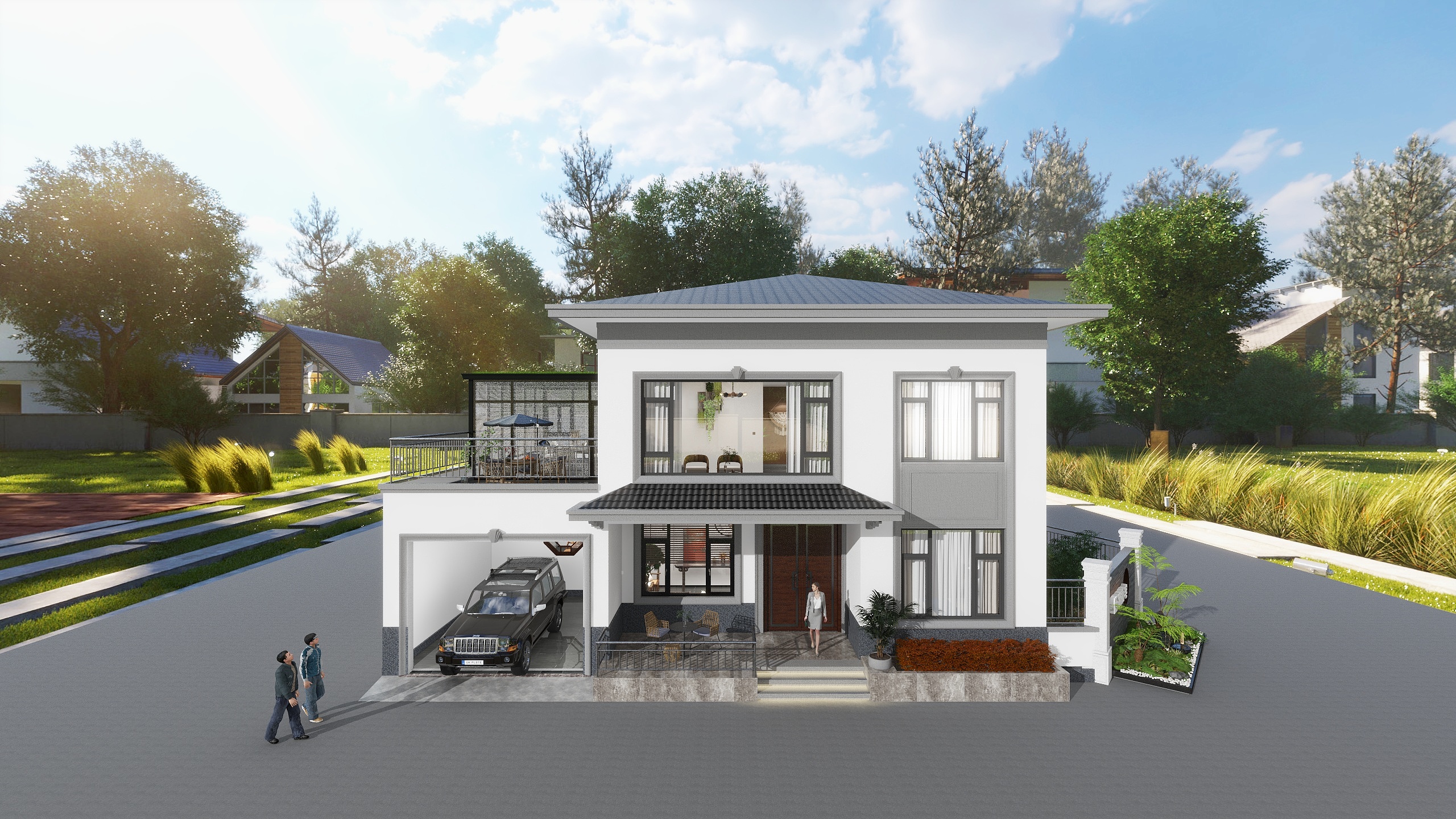 神马云在线-二层自建房带小院装修效果图