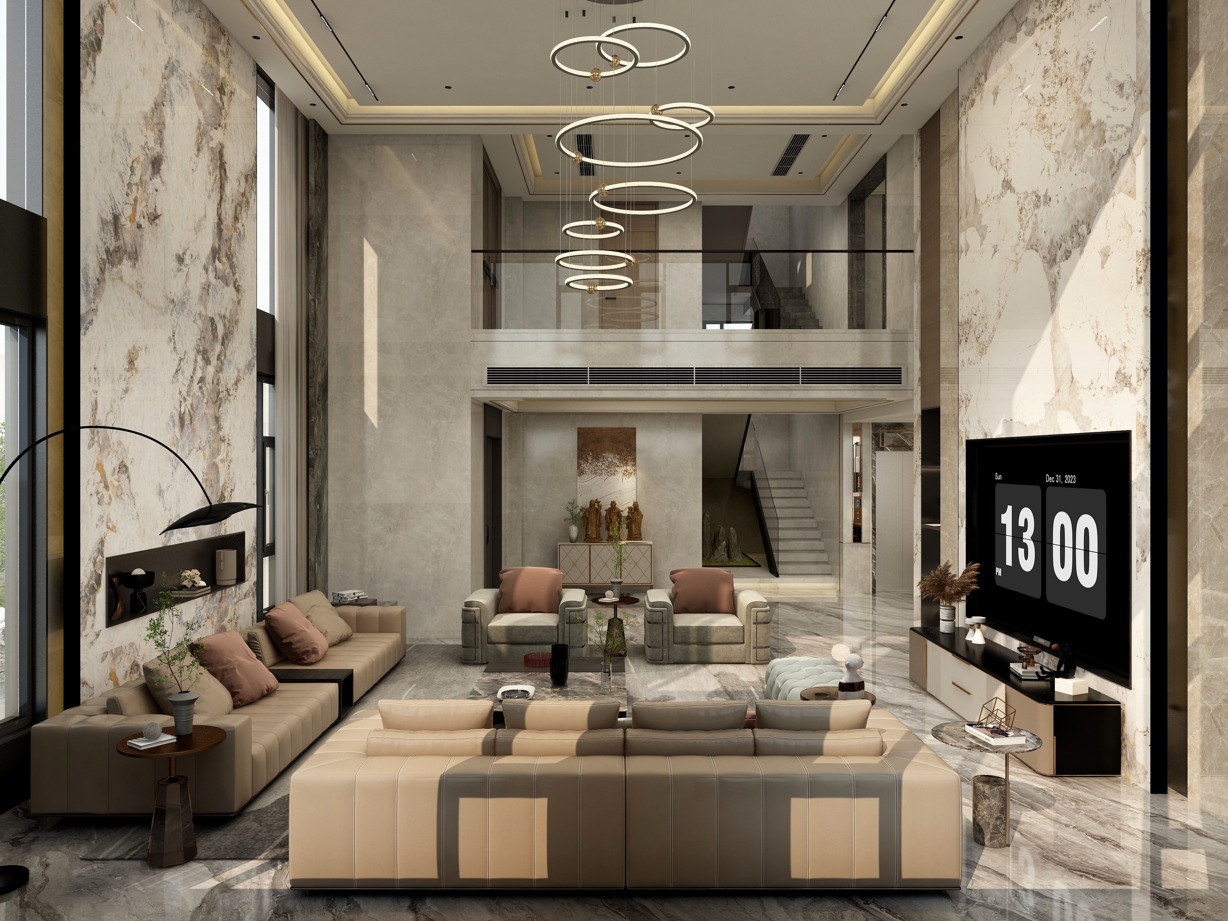 张煜强煜境设计-633平米现代轻奢别墅装修效果图