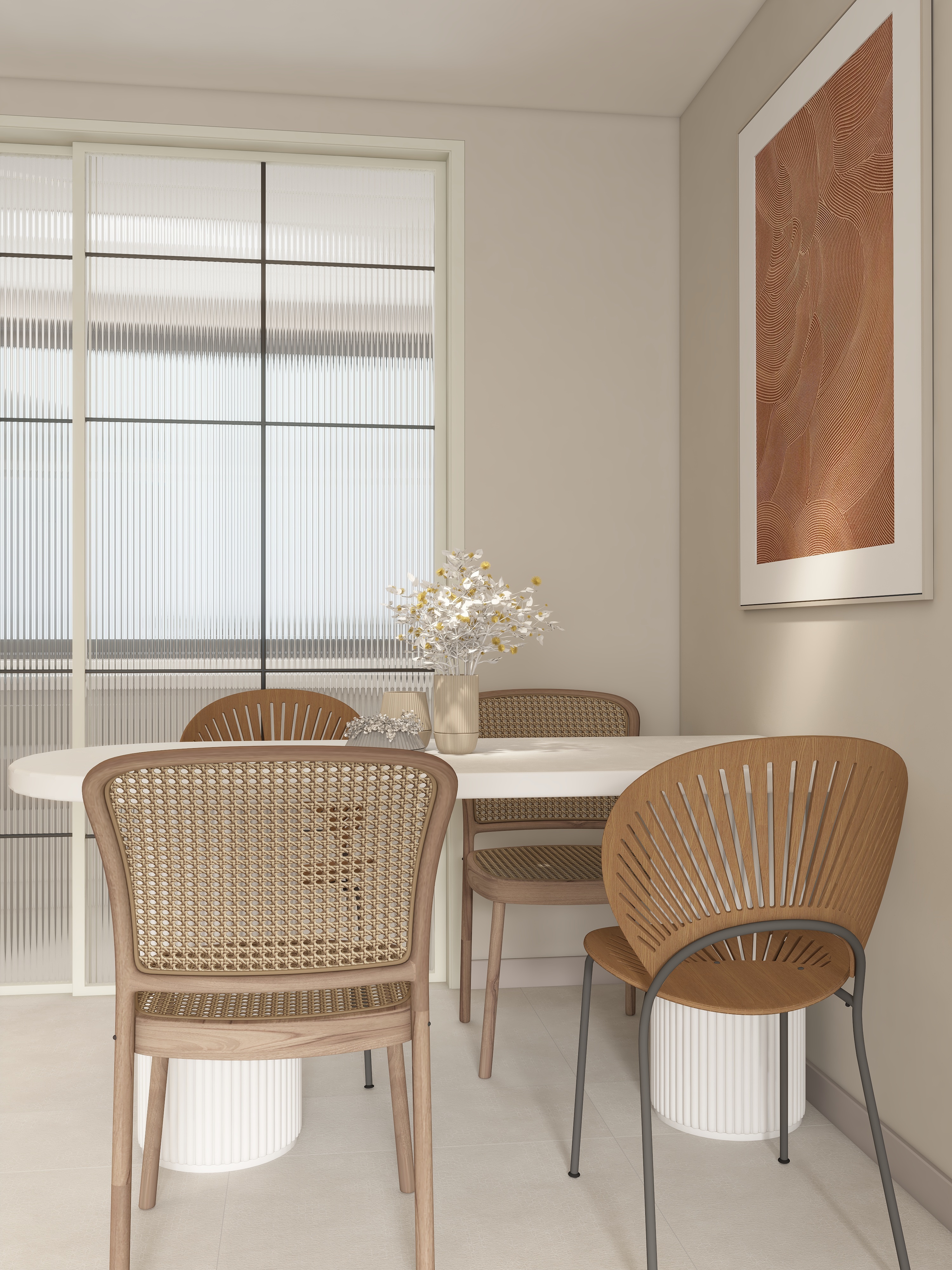 壹诺设计工作室-法式奶油 一层客餐厅装修效果图第3张