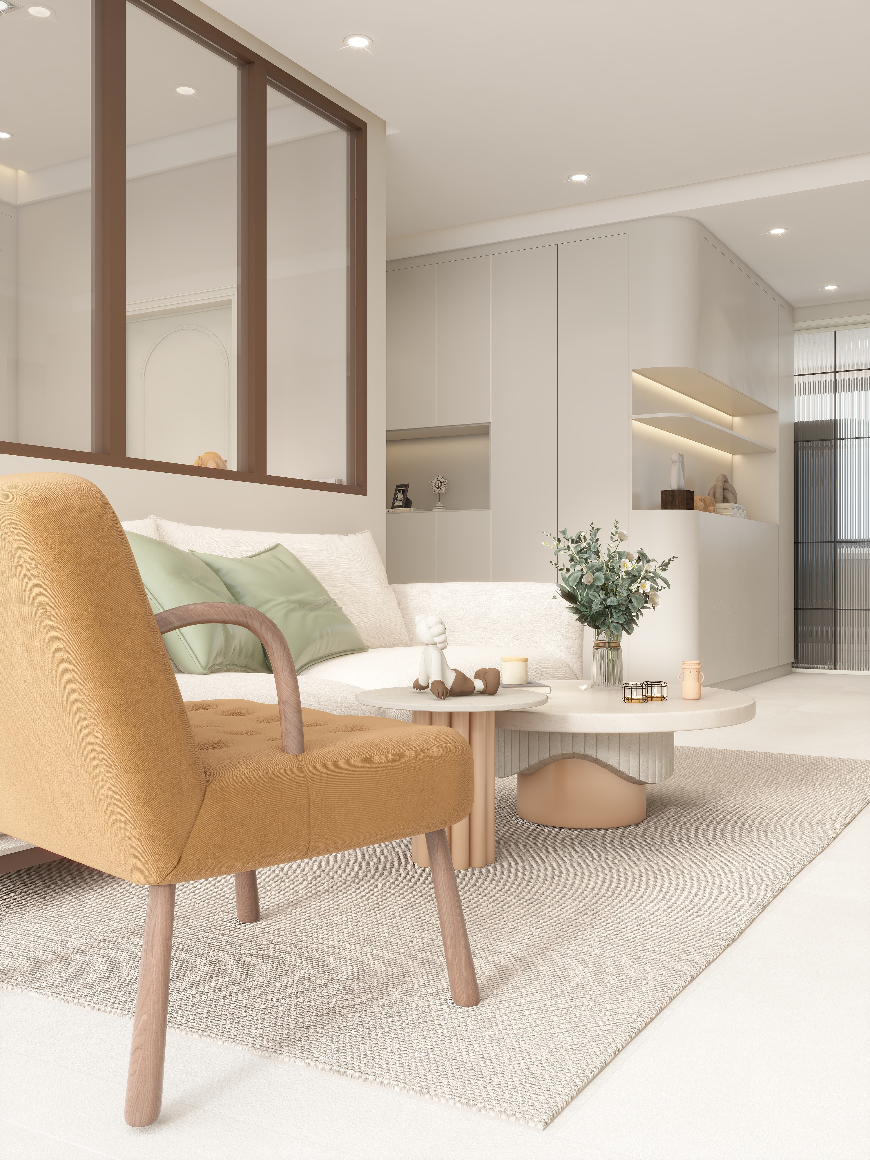 壹诺设计工作室-法式奶油 一层生活阳台装修效果图第1张