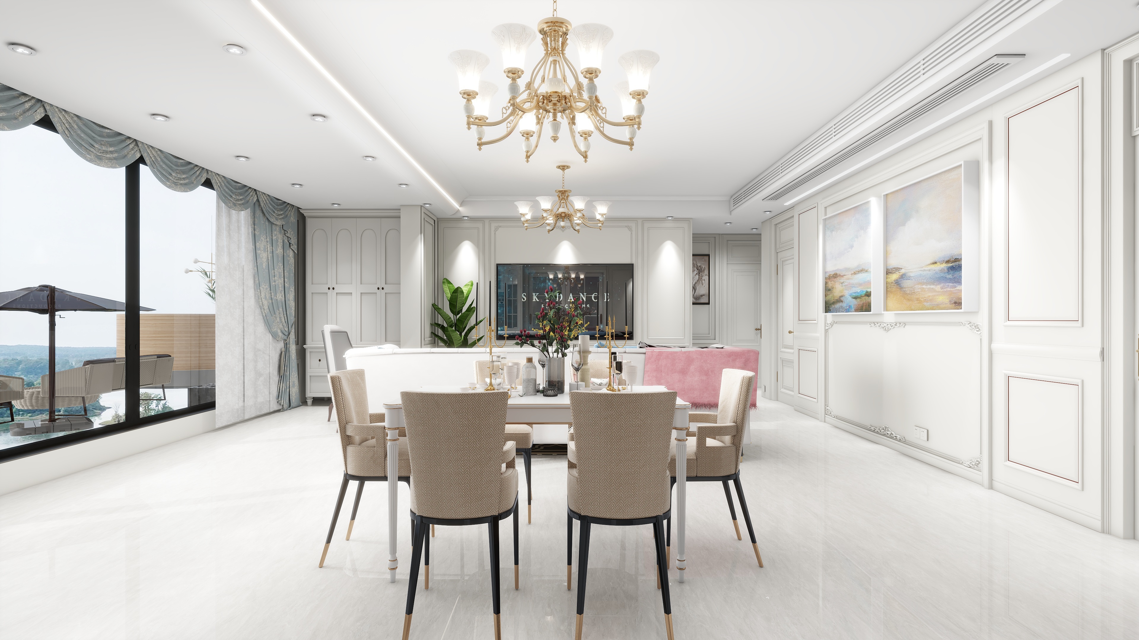 星空设计500-简欧119㎡3室装修效果图