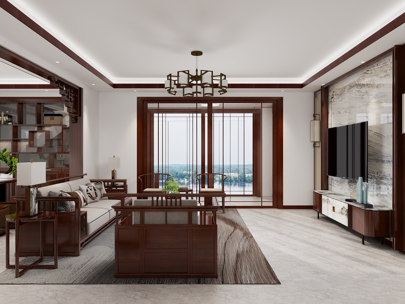 吴爽- 231m²新中式风格装修效果图