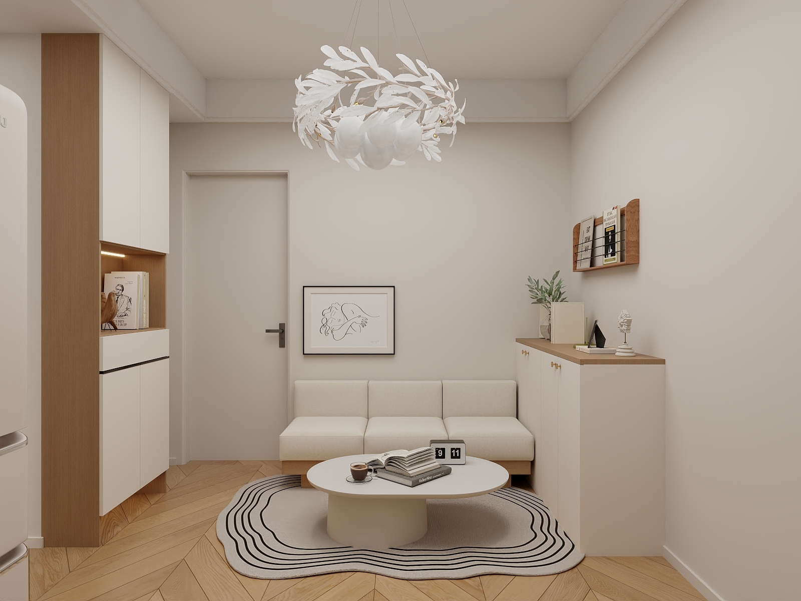 吴爽-54m²奶油风格设计装修效果图