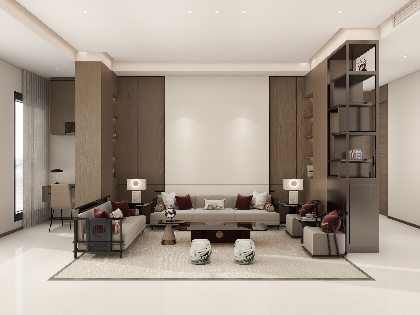 吴爽- 342m²新中式风格复试装修效果图