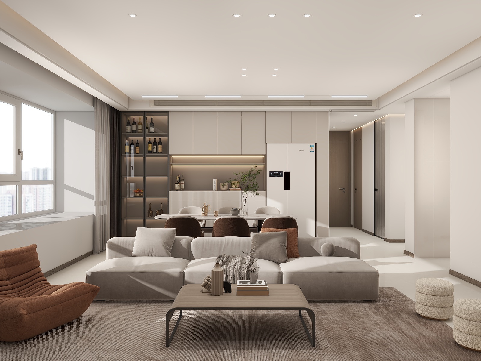 吴爽-131m²奶油风格四室装修效果图