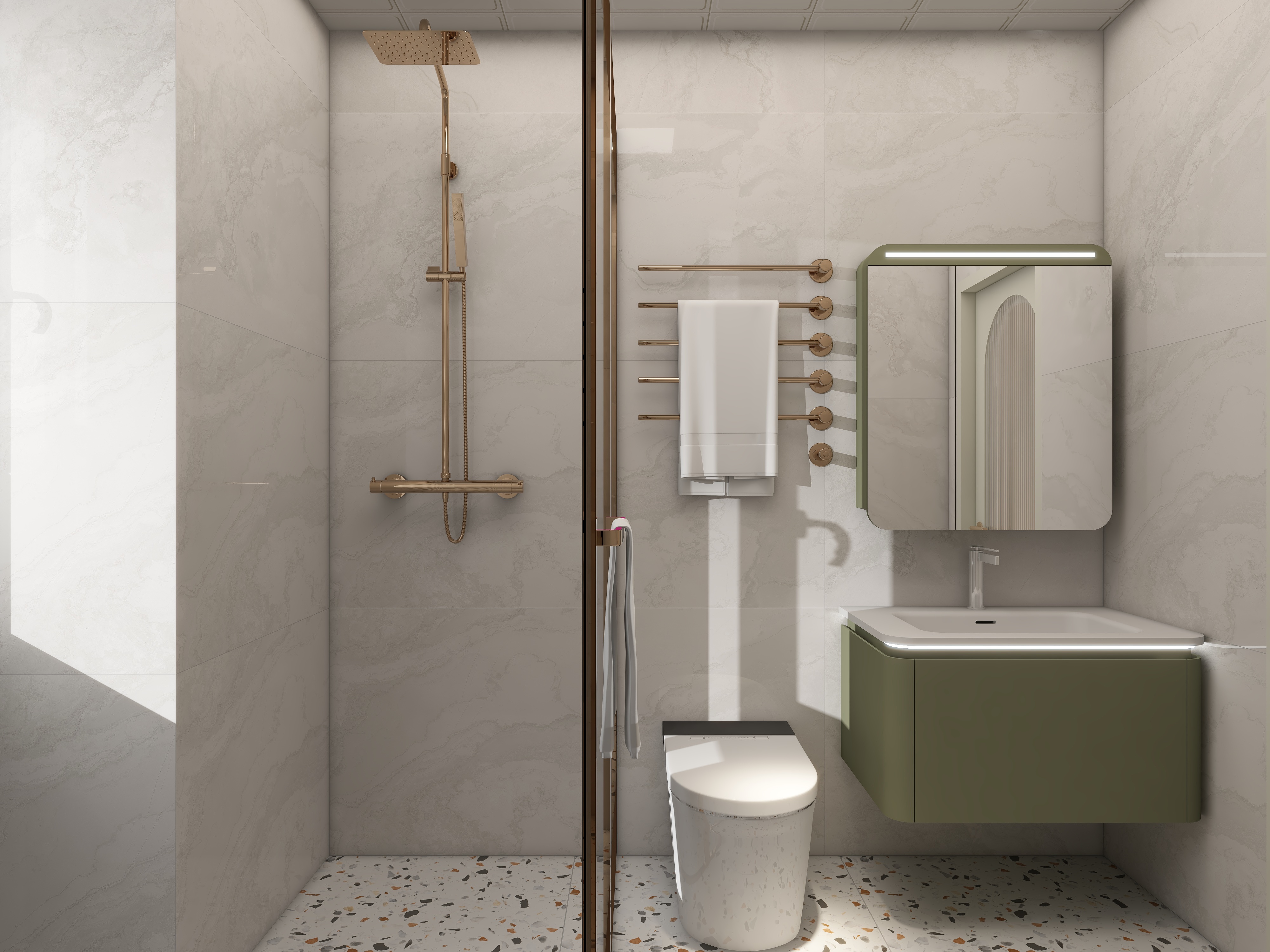 壹诺设计工作室-法式奶油 一层卫生间装修效果图第2张