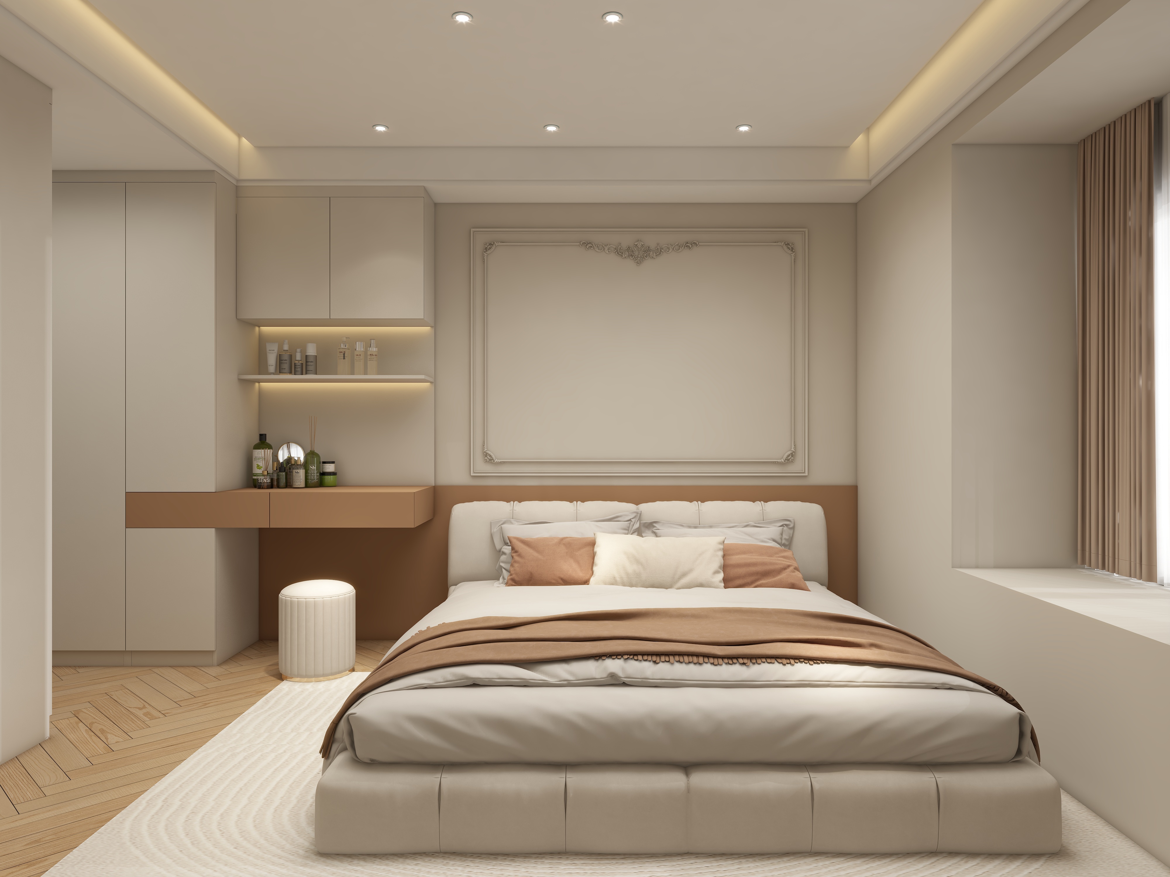 壹诺设计工作室-法式奶油 一层主卧装修效果图第2张