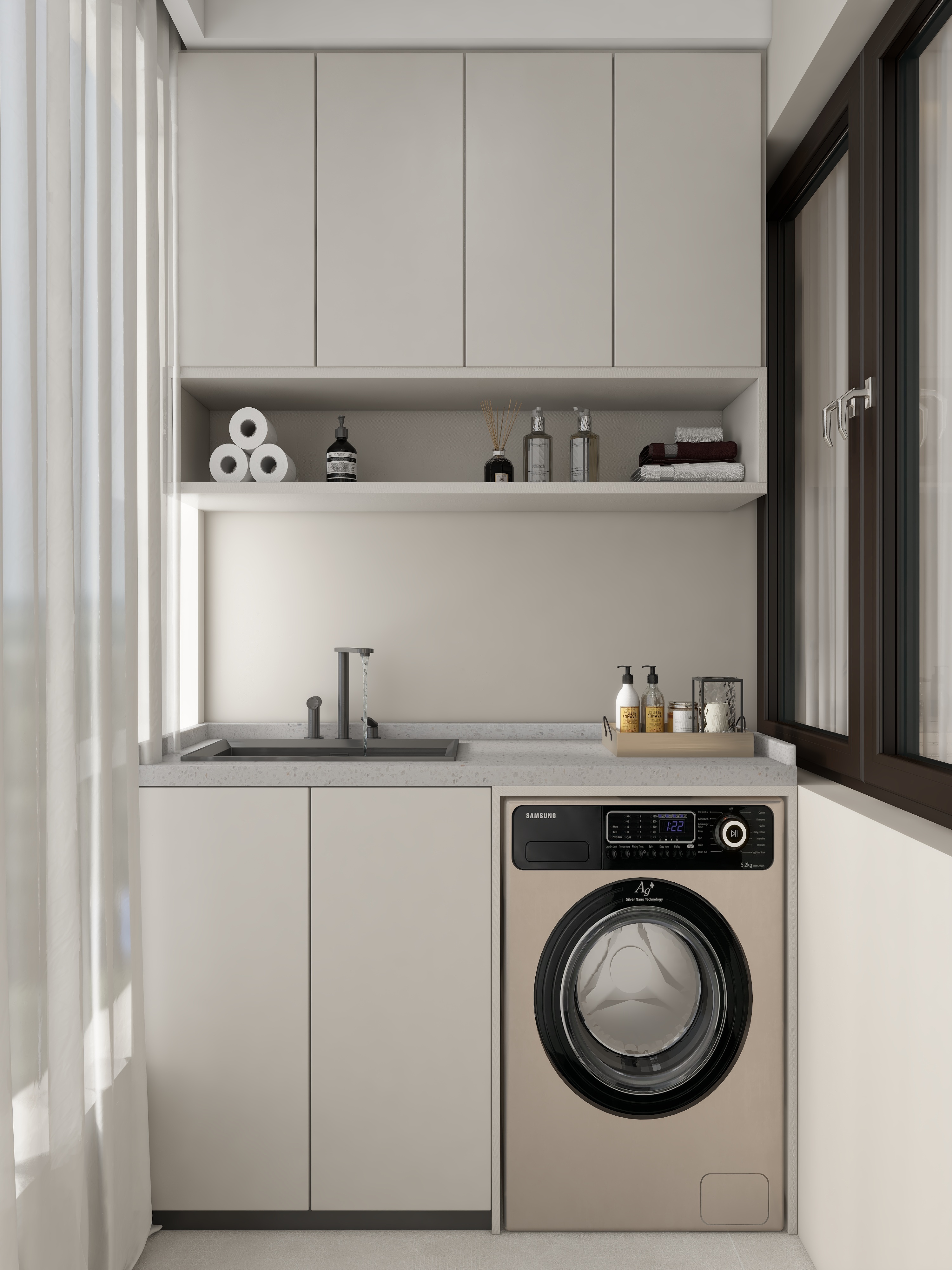 壹诺设计工作室-法式奶油 一层生活阳台装修效果图第2张