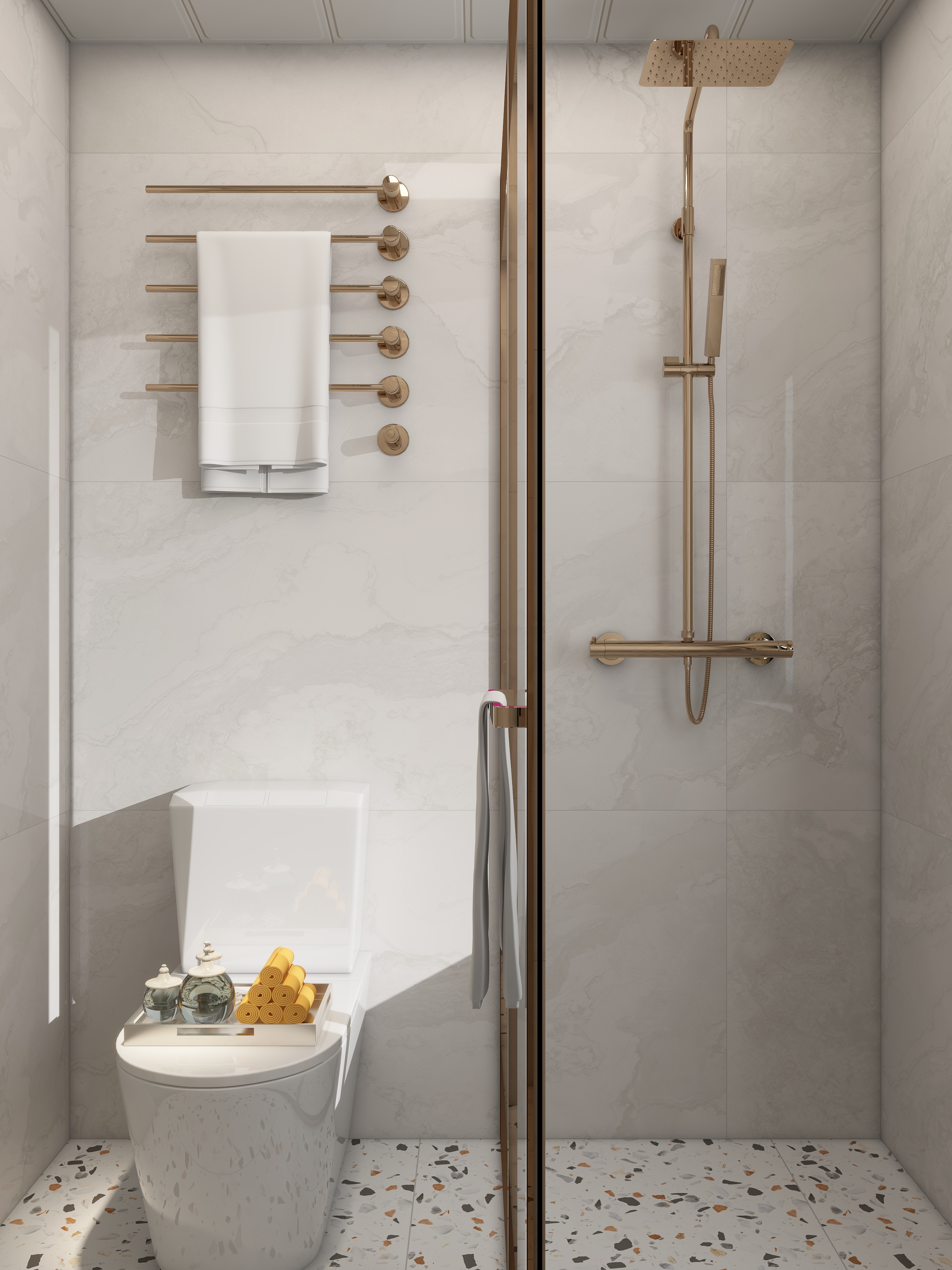 壹诺设计工作室-法式奶油 一层卫生间装修效果图第2张