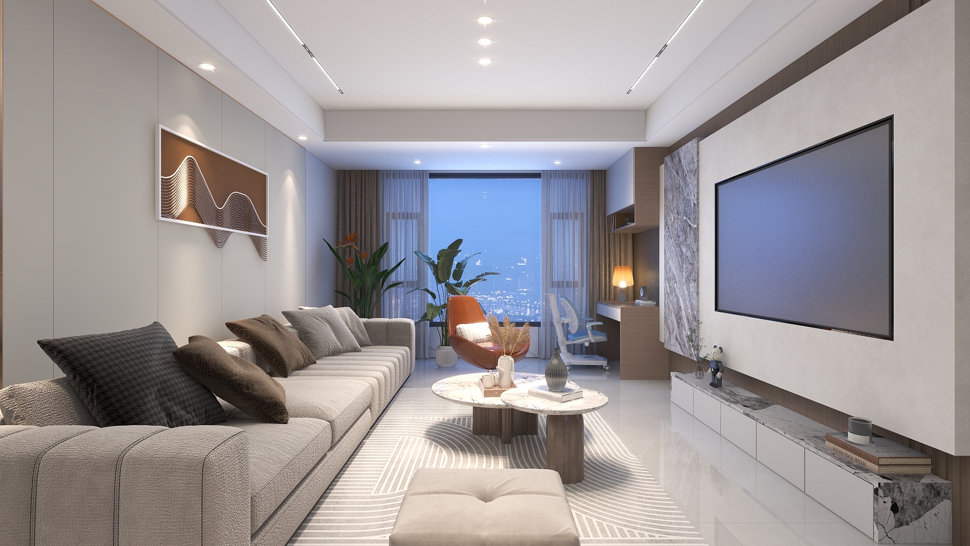 晨晓设计-云晓水岸现代简约98㎡3室-装修设计方案