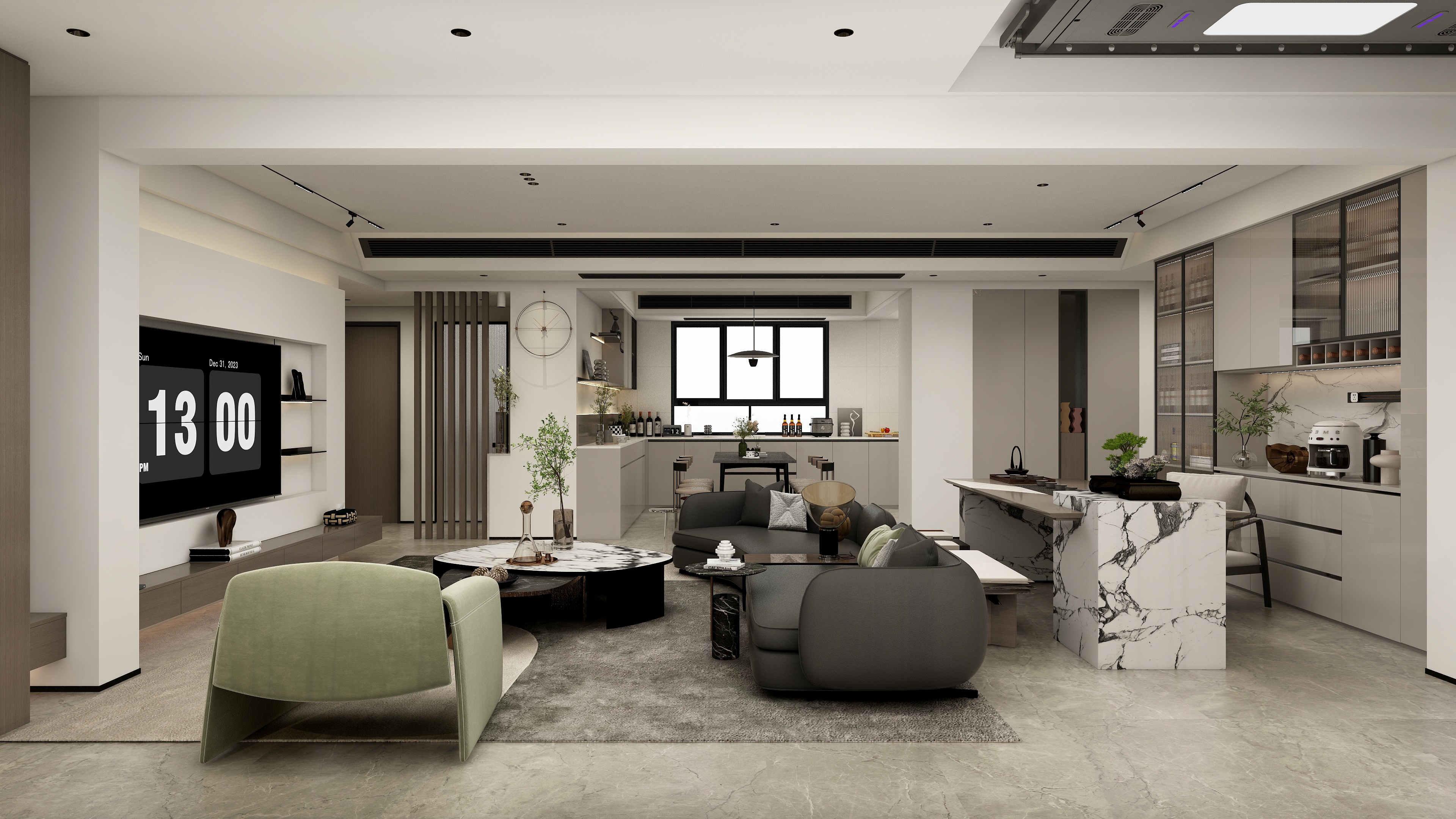 张煜强煜境设计-148平米现代简约四房装修效果图