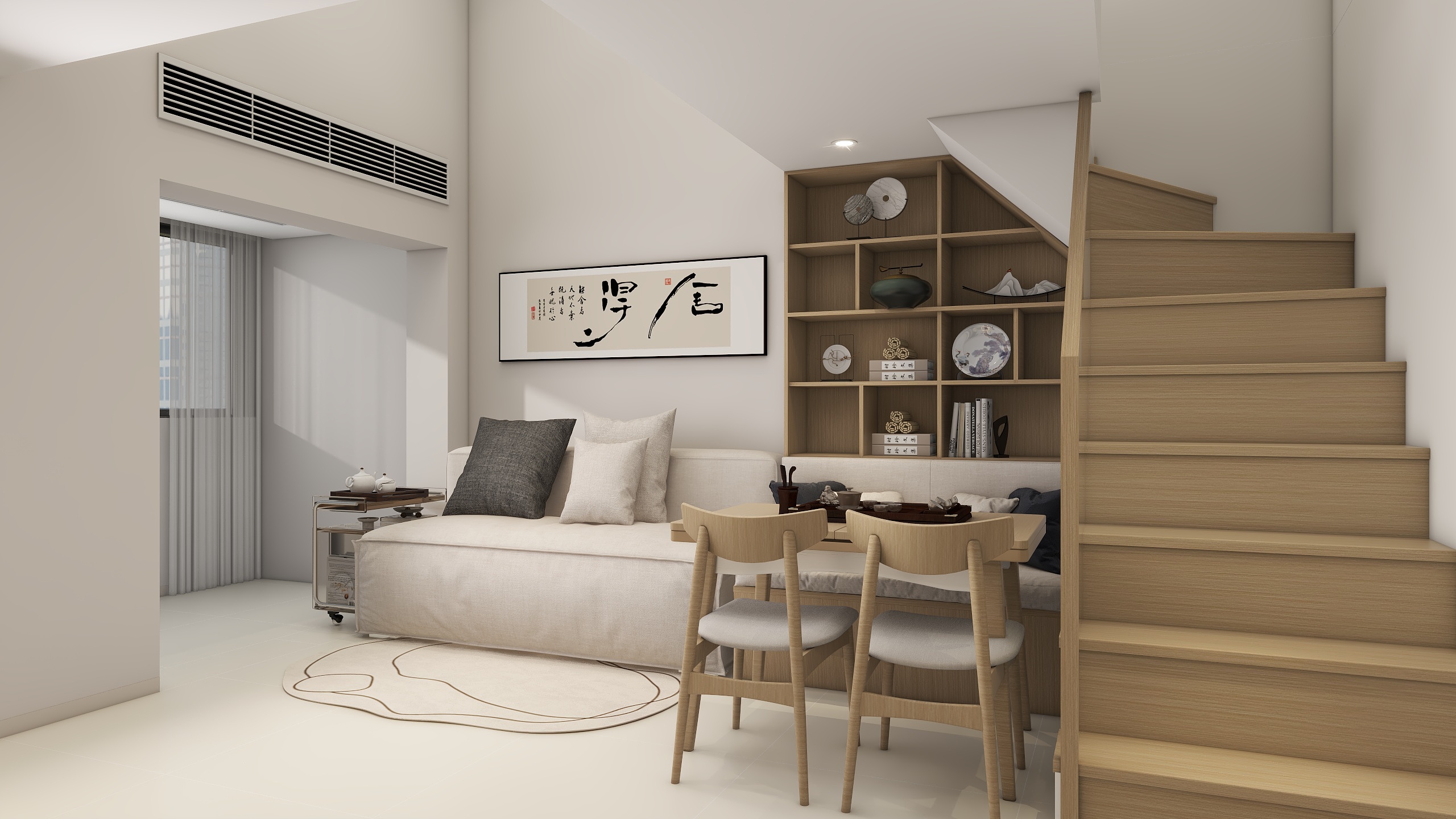 李青越-115方现代风格复式装修效果图