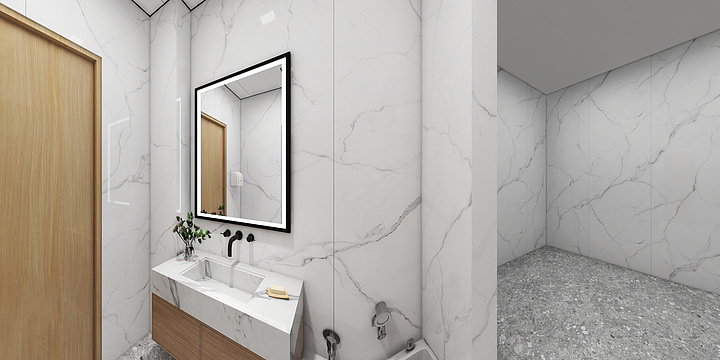 全屋吊顶高端设计-一楼直播基地卫生间-装修设计方案