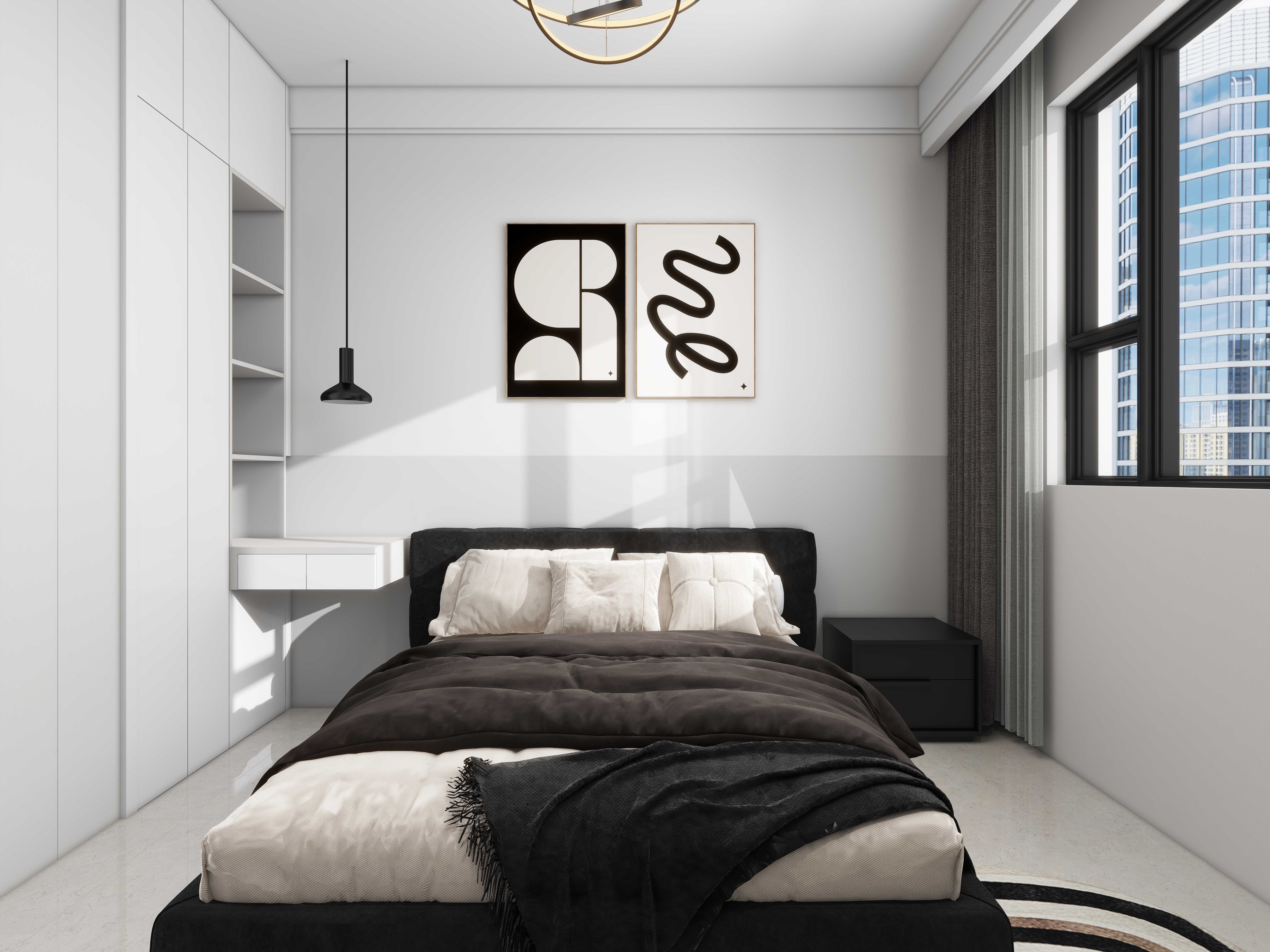 设计-男孩-址刘村安置小区120平方黑白灰装修效果图