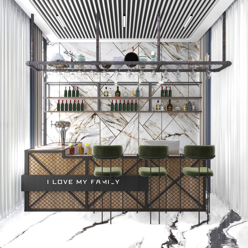 Modern Home Bar with Industrial Touches