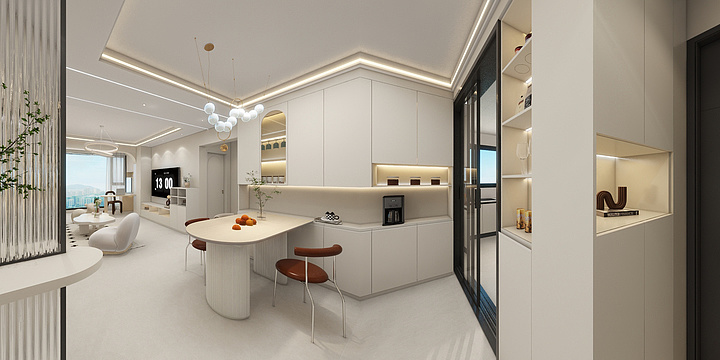 金风-现代奶油风效果图-装修设计方案