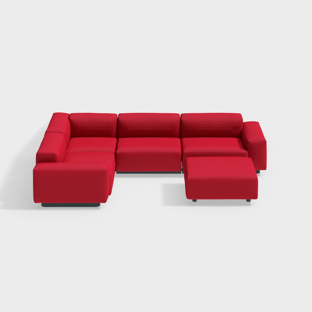 Soft_Modular_Sofa_3-Seater_Corner_Element+Ottoman3D模型