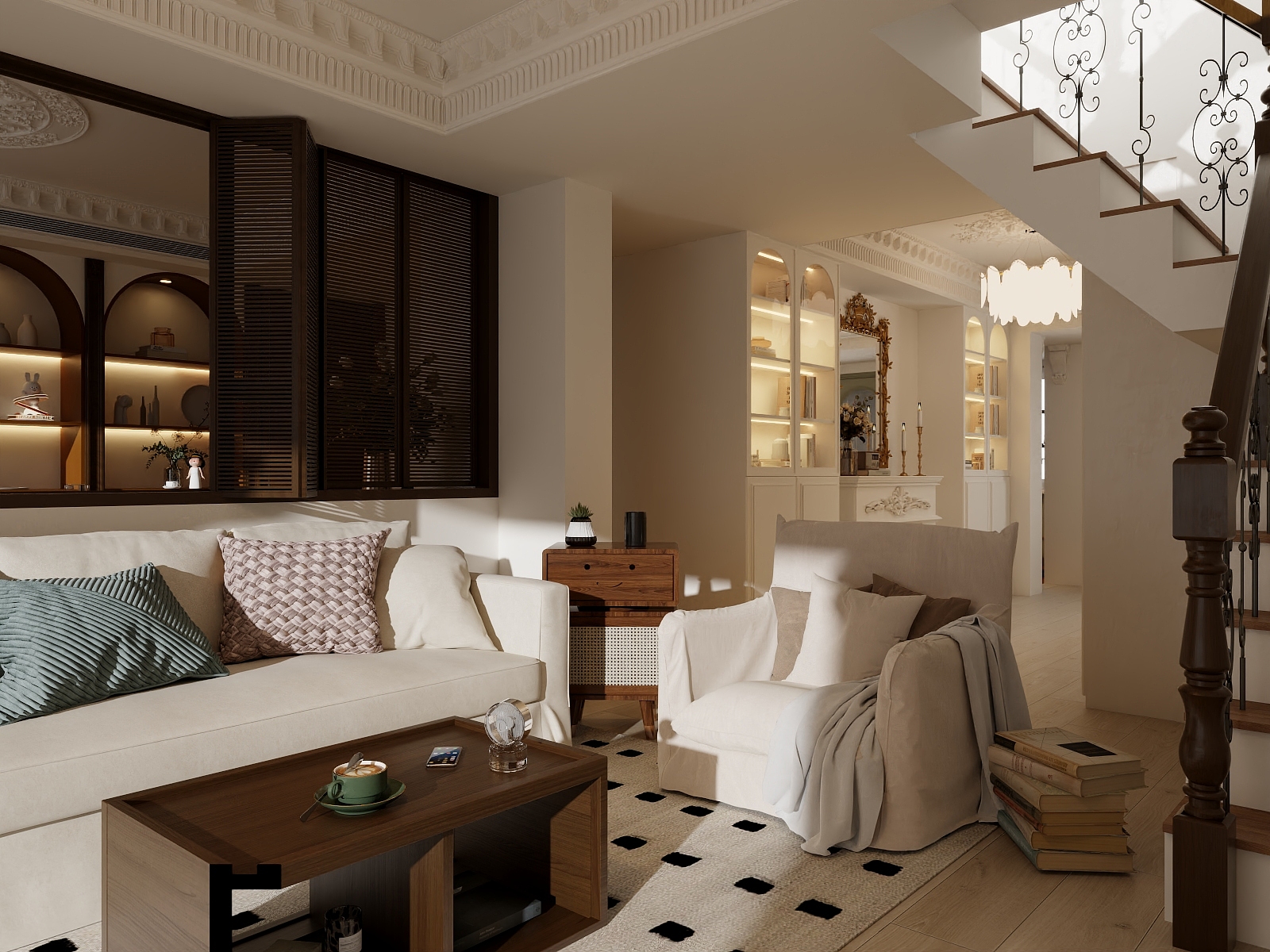 恩彩MrUs-中古风-长发白玉公寓装修效果图