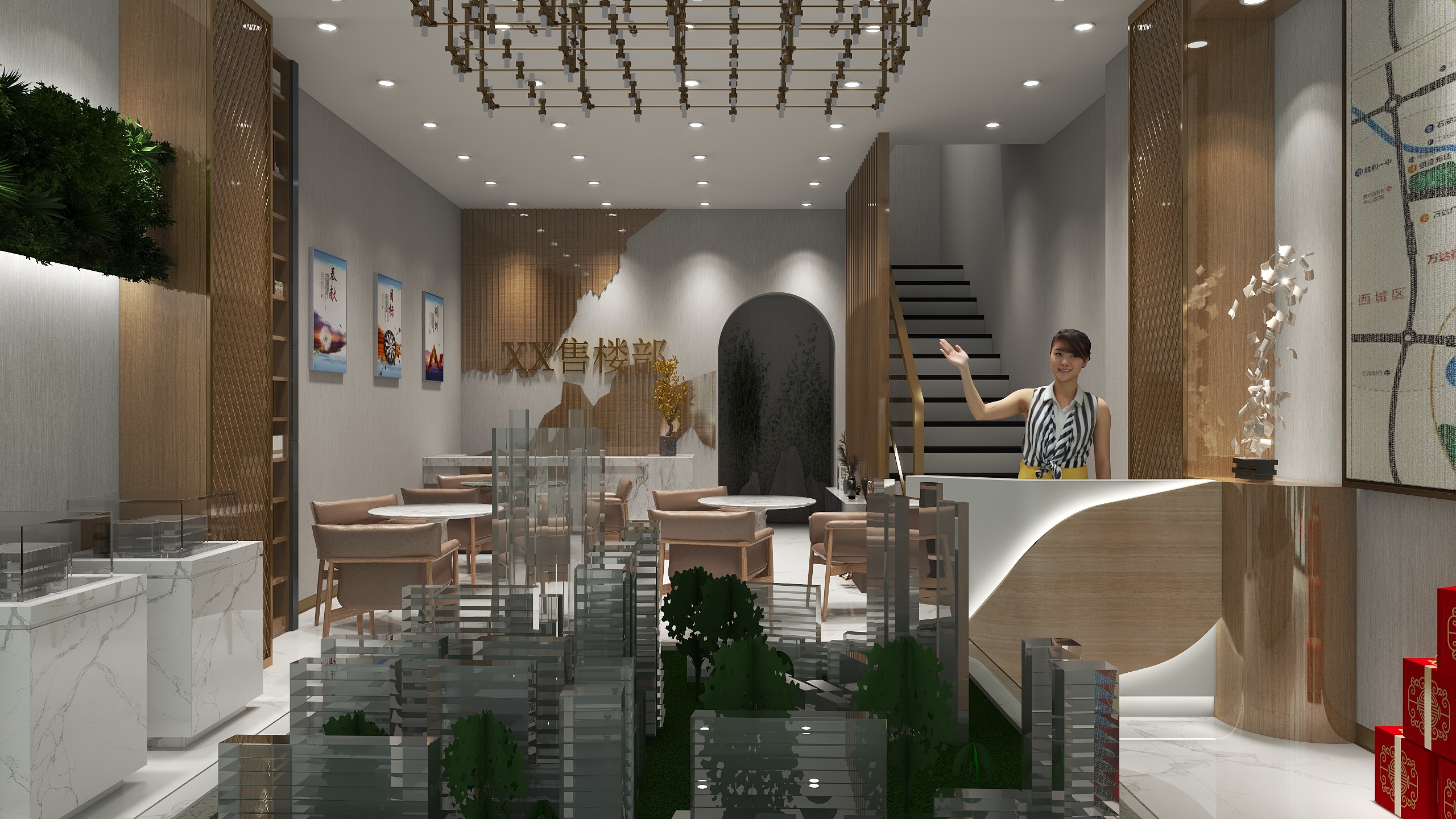 设计*效果图陈旺-售楼部现代简约80㎡-装修设计方案