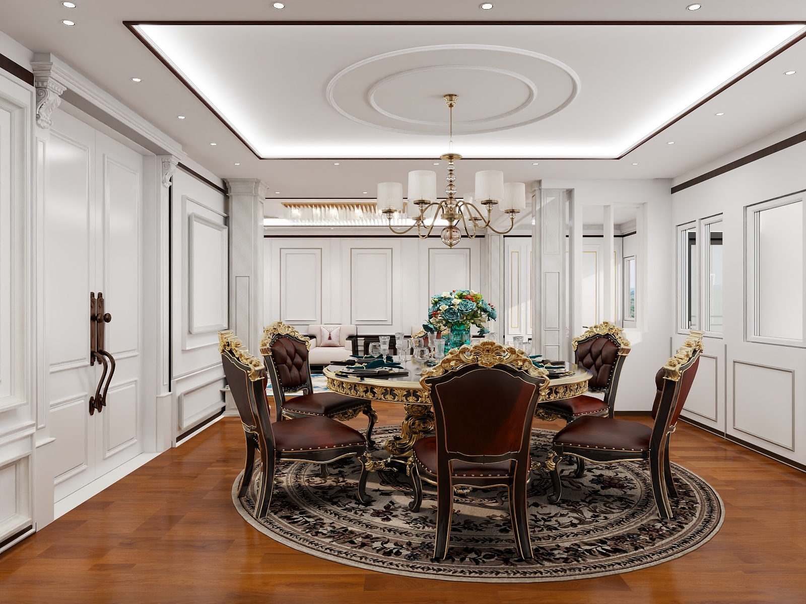 100元设计方案-423m²欧式简约风格别墅装修效果图