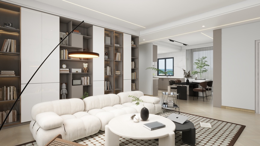 XNskp-奶油风方案120m²装修效果图