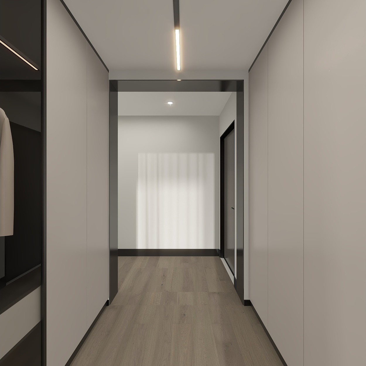 壹诺设计工作室-117㎡3室-现代简约 一层衣帽间装修效果图第3张