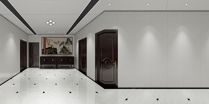 全屋吊顶高端设计-客厅蜂窝板-装修设计方案