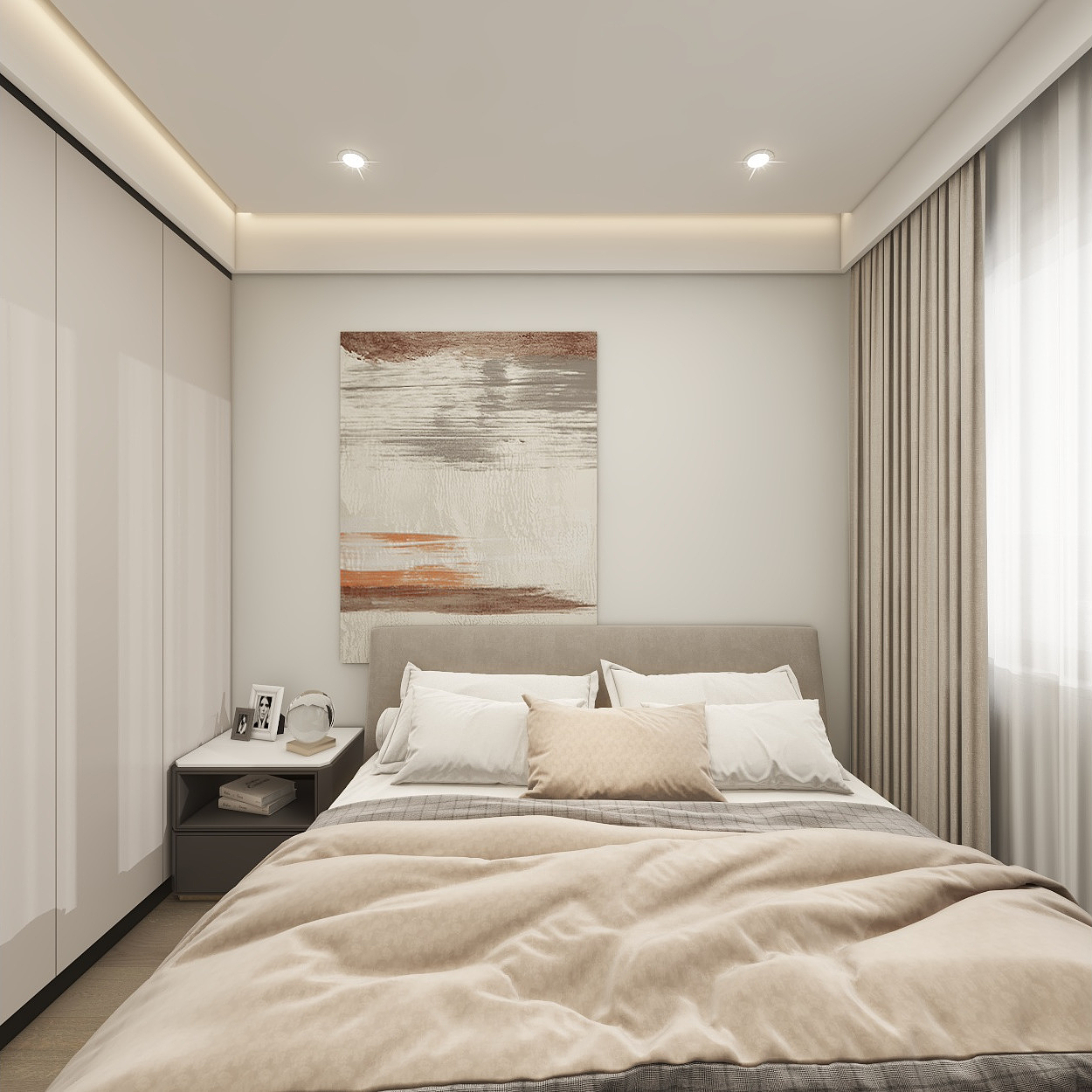 壹诺设计工作室-117㎡3室-现代简约 一层老人房装修效果图第4张