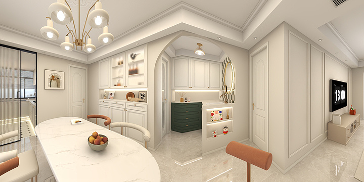 华丽效果-法式奶油风--装修设计方案