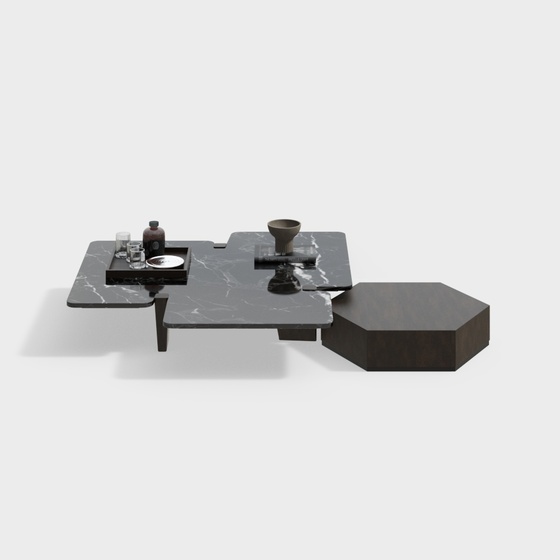 Modern Minotti Living Room black marble end table