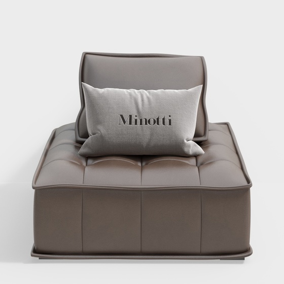 Minotti Villa Living Room Single Sofa 3D Model in Brown