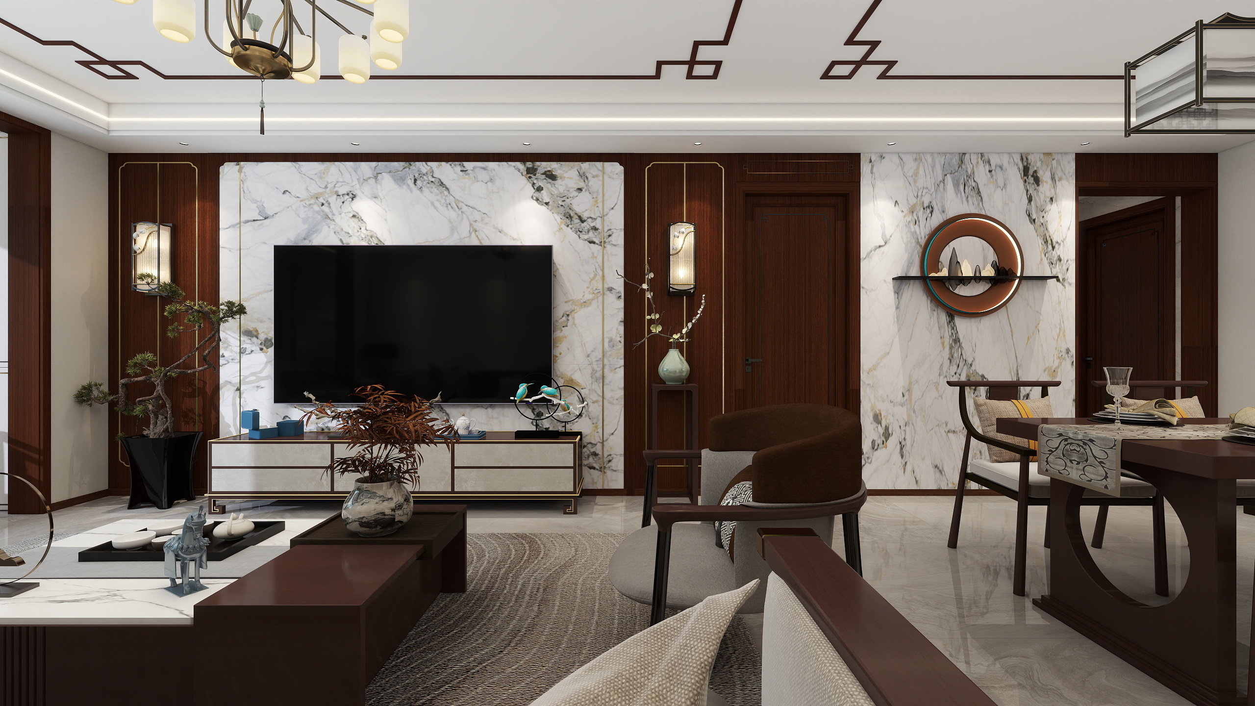 丨默涵丨-[金域蓝湾]-三室新中式装修效果图