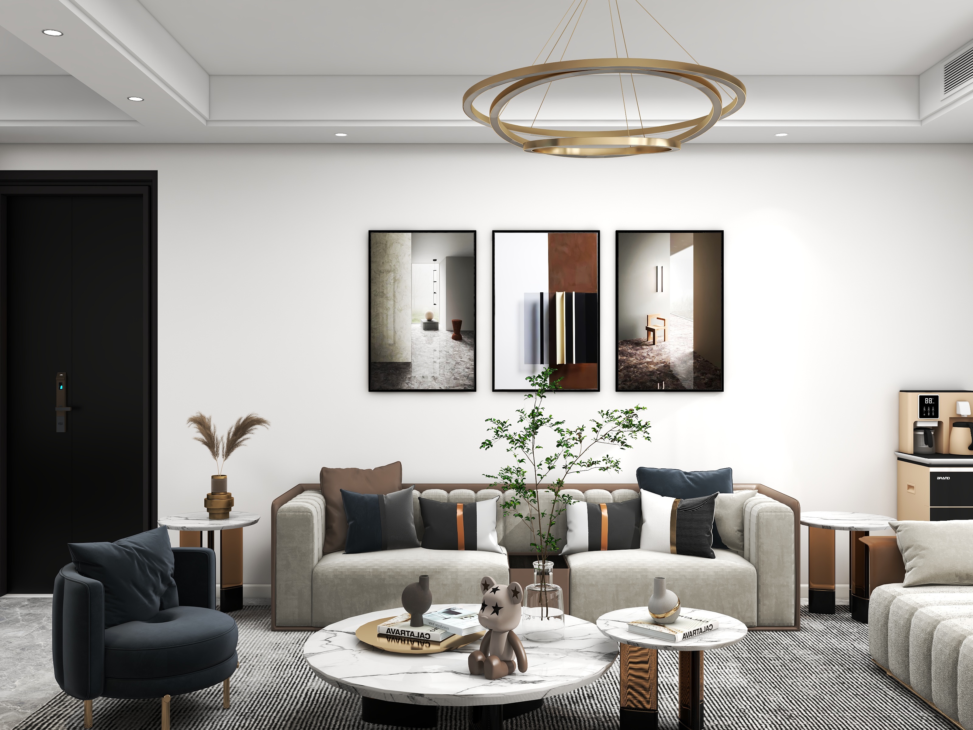 李青越-161方现代风格三居室装修效果图