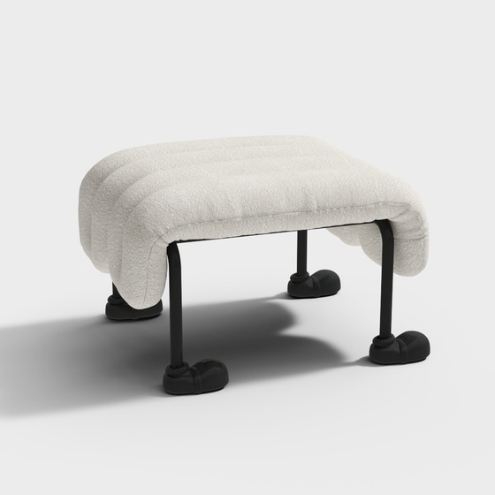 Modern white leather crafted puppy stool