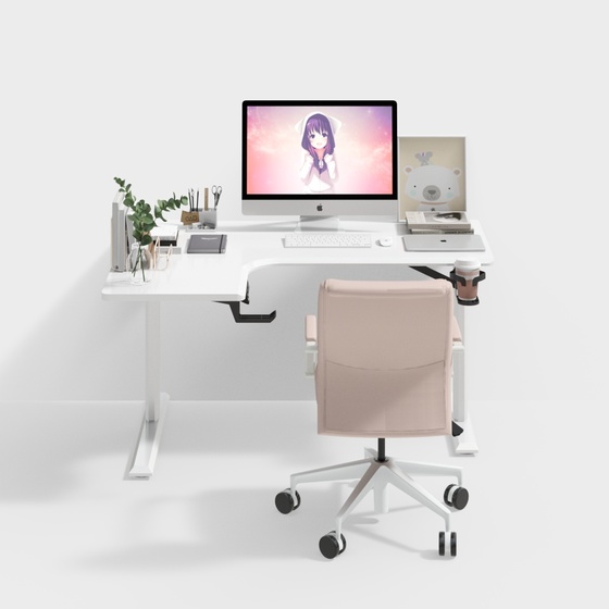 Sleek Modern Desk and Chair Combination 3D Model for Home Offices