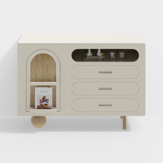 Modern cream style decorated bucket cabinet