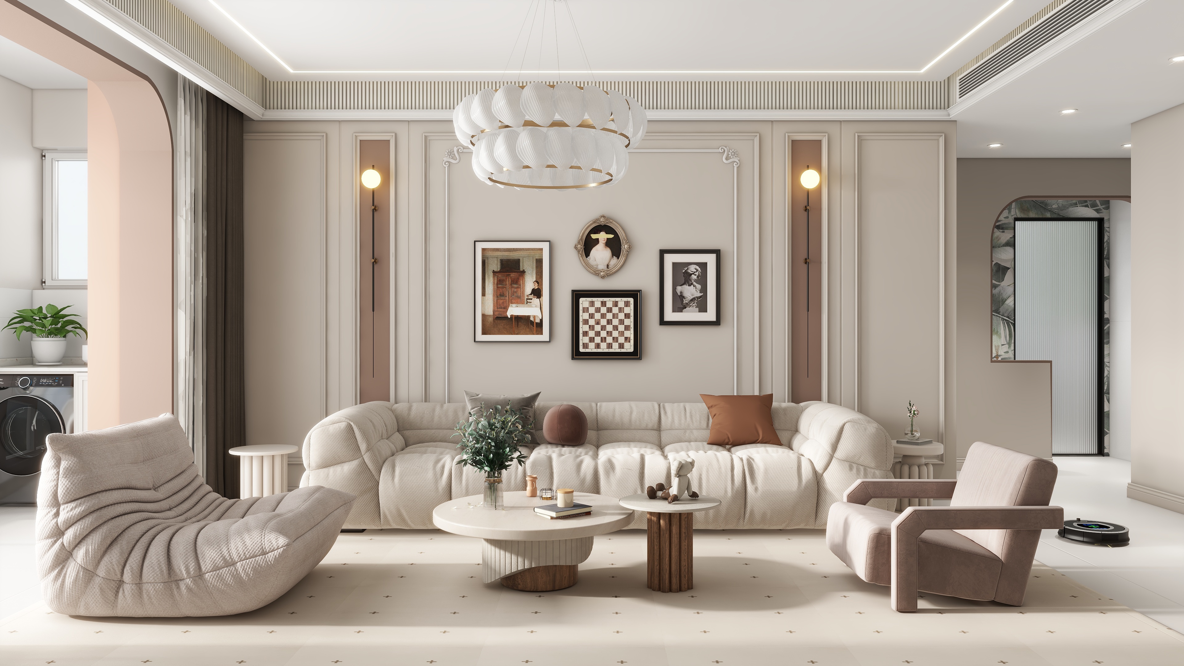 张岩-桂雨江南120㎡法式奶油装修效果图