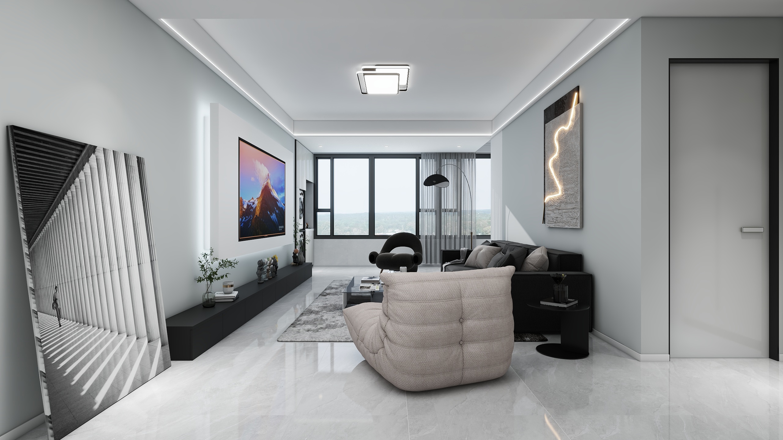 冠堂装饰顾轲设计-鑫星127平黑白灰-装修设计方案