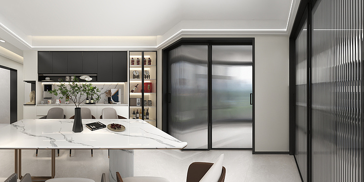 众美装饰王金辉-景秀家园5栋307效果图-无主灯-装修设计方案