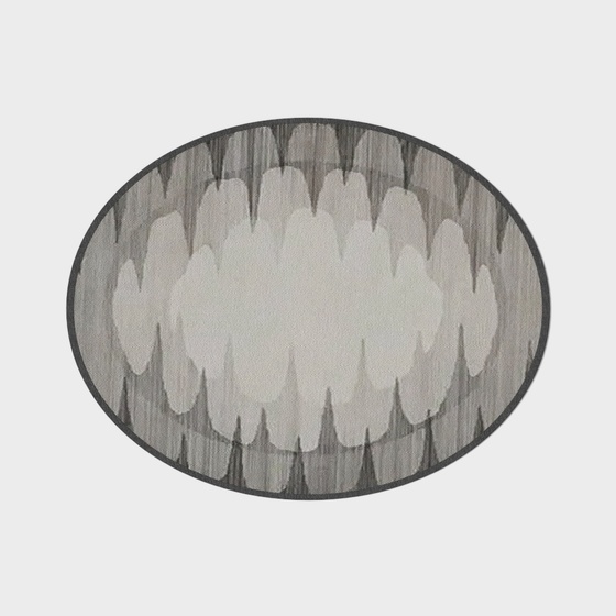 French Mesoque-Style Round Carpet 3D Model in Gray