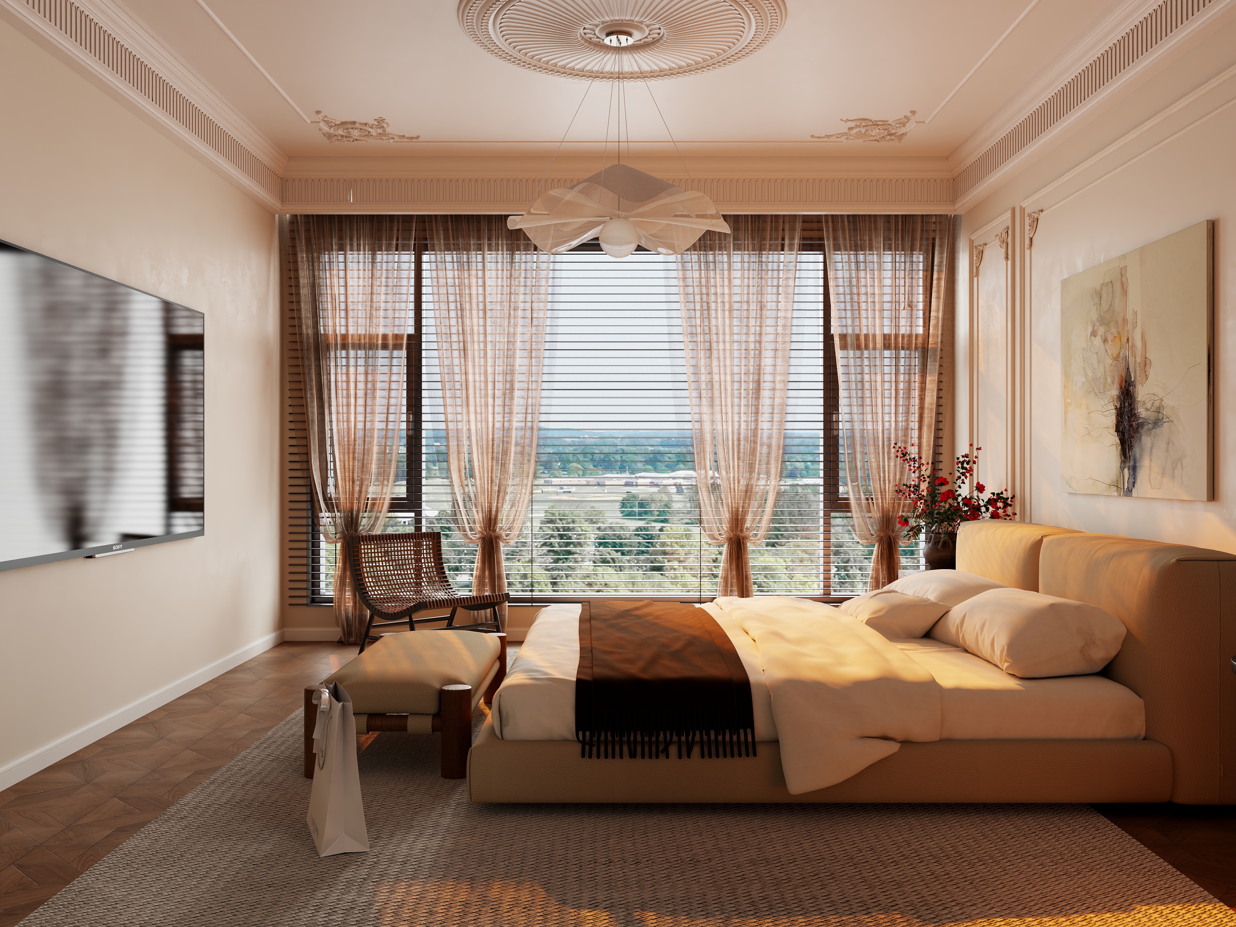 慕夜笙-法式卧室太阳下山-装修设计方案